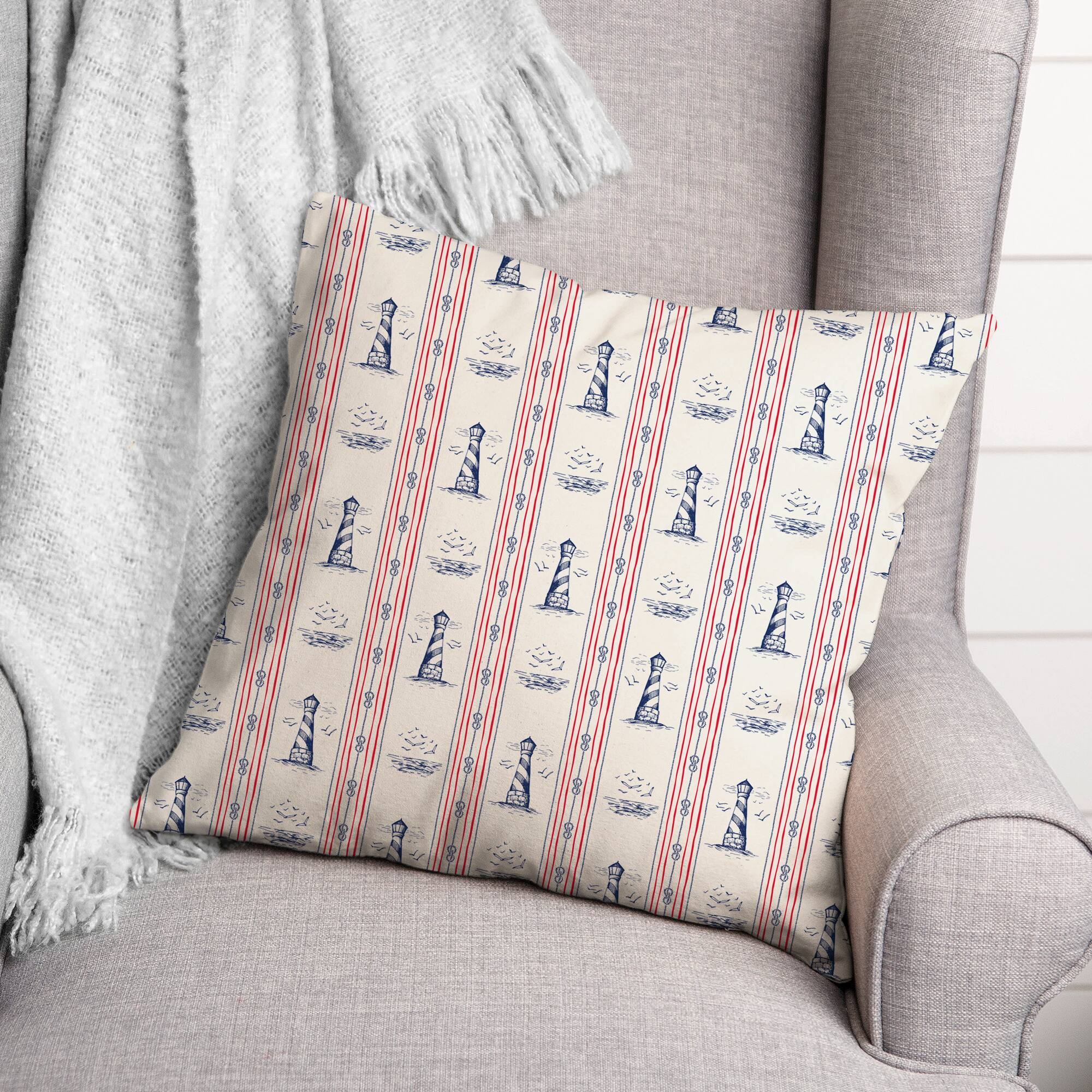 Nautical Lighthouses Throw Pillow